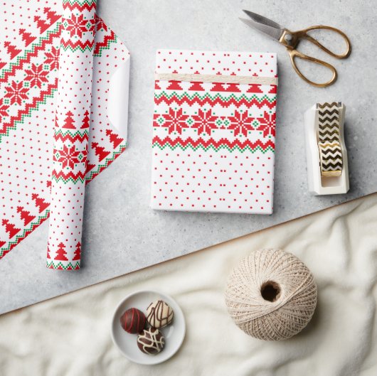 Retro Weihnachtsmuster Joyful Weihnachtsfeiertag Geschenkpapier (Basteln)