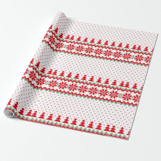 Retro Weihnachtsmuster Joyful Weihnachtsfeiertag Geschenkpapier (Ungerollt)