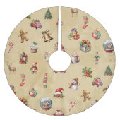 Retro-Weihnachtsmuster Polyester Weihnachtsbaumdecke (Vorderseite)
