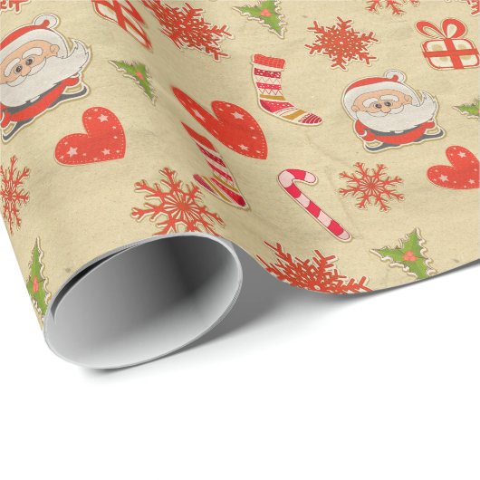 Retro WeihnachtsPackpapier Geschenkpapier (Rolleneckpunkt)