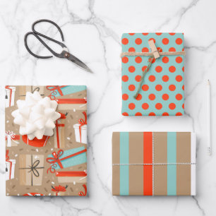 Retro-Weihnachtspaket-Geschenkpapier-Set Geschenkpapier Set