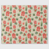 Retro Weihnachtspakete Frohe Weihnachten Geschenkpapier (Flach)