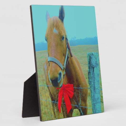 Retro Weihnachtspferd Fotoplatte (Seite)