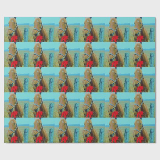 Retro Weihnachtspferd Geschenkpapier (Flach)