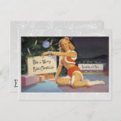 Retro WeihnachtsPinup Feiertagspostkarte (Vorne/Hinten)