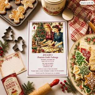 Retro-Weihnachtsplätzchen-Austausch Einladung