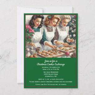 Retro-Weihnachtsplätzchen-Tauschparty Einladung