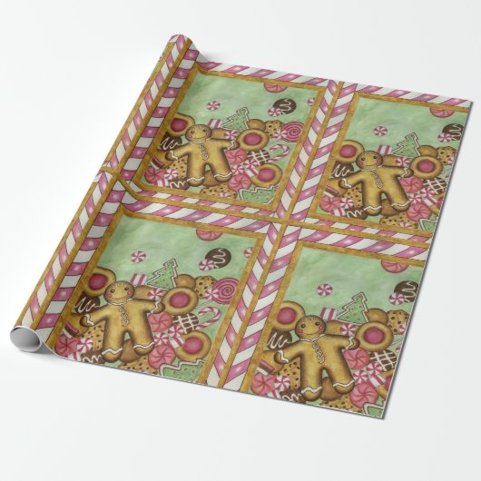 Retro-Weihnachtsplätzchen-Verpackungspapier Geschenkpapier (Ungerollt)