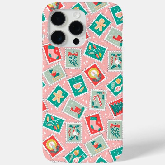 Retro-Weihnachtspostmarken Case-Mate iPhone Hülle (Rückseite)