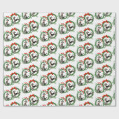 Retro Weihnachtspudel Geschenkpapier (Flach)
