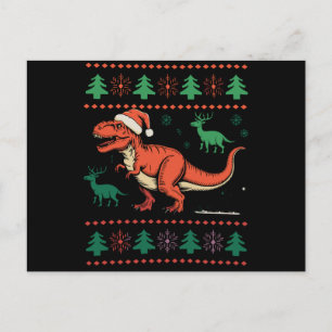 Retro-Weihnachtspullover mit Vintage-Dinosauriern Feiertagspostkarte