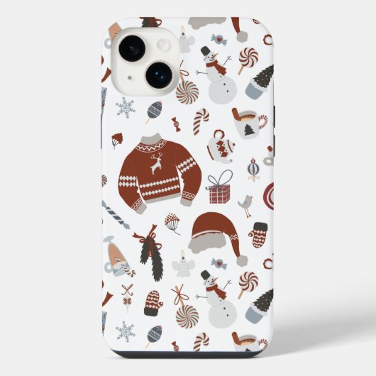 Retro-Weihnachtspullover-Muster iPhone Hülle (Rückseite)