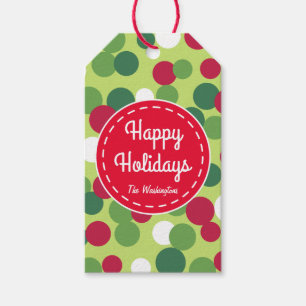 Retro Weihnachtspunkte glückliche Feiertage Gesche Geschenkanhänger