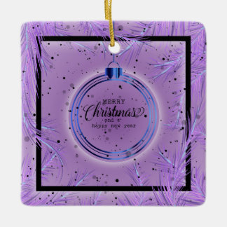 Retro-Weihnachtsrahmen Zweige Frohe Weihnachten Keramikornament