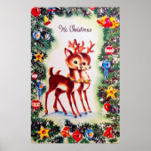 Retro-Weihnachtsrentiere Weihnachtsgebäck Poster (Vorne)