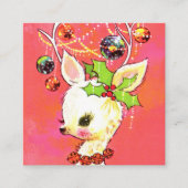 Retro-Weihnachtsrinder fügen Informationen hinzu Quadratische Visitenkarte (Vorderseite)