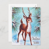 Retro Weihnachtsrinder Postkarte (Vorne/Hinten)