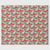 Retro-Weihnachtsrinder und Strumpf Geschenkpapier (Flach)