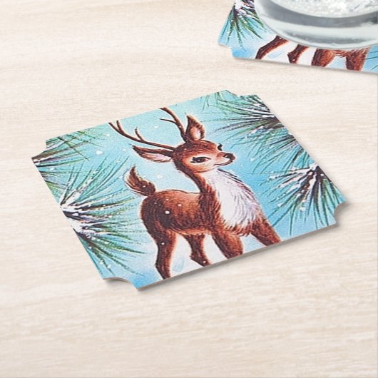 Retro Weihnachtsrinder Untersetzer (angewinkelt)