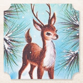 Retro Weihnachtsrinder Untersetzer (Vorderseite)