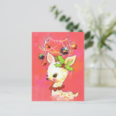 Retro Weihnachtsrinder Weihnachtsfeiertag Postkart Feiertagspostkarte (Stehend Vorderseite)