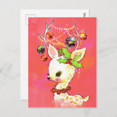 Retro Weihnachtsrinder Weihnachtsfeiertag Postkart Feiertagspostkarte (Vorne/Hinten)