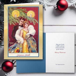 Retro-Weihnachtsromanze-Weihnachtskarte Feiertagskarte