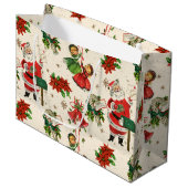 Retro-Weihnachtsschätze  Große Geschenktüte (Vorderseite Schrägansicht)