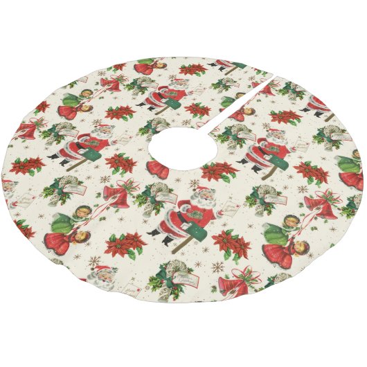 Retro-Weihnachtsschätze Polyester Weihnachtsbaumdecke (Schrägansicht)