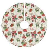 Retro-Weihnachtsschätze Polyester Weihnachtsbaumdecke (Vorderseite)
