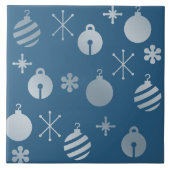 Retro Weihnachtsschmuck Blue Silver Fliese (Vorderseite)