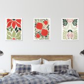 Retro Weihnachtsschmuck & Botanisches Rot Bilderwand Sets (Schlafzimmer)
