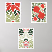 Retro Weihnachtsschmuck & Botanisches Rot Bilderwand Sets (Vorderseite)