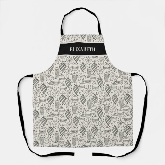 Retro Weihnachtsschmuck Custom Personalisiert Schürze (Vorderseite)