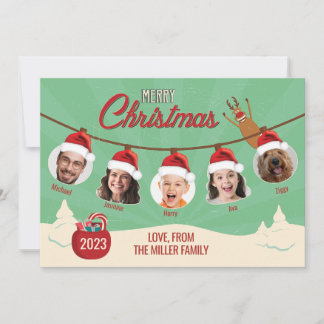 Retro Weihnachtsschmuck Familienkarte Feiertagskarte