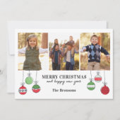 Retro Weihnachtsschmuck Feiertagskarte (Vorderseite)