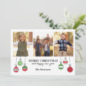 Retro Weihnachtsschmuck Feiertagskarte (Stehend Vorderseite)