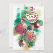 Retro Weihnachtsschmuck Feiertagskarte (Vorderseite)