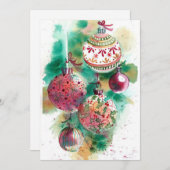 Retro Weihnachtsschmuck Feiertagskarte (Vorne/Hinten)