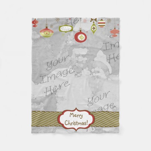 Retro Weihnachtsschmuck Foto Frame Template Fleecedecke (Vorderseite)