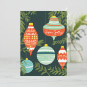 Retro Weihnachtsschmuck Frohe Festtage Card Feiertagskarte (Stehend Vorderseite)