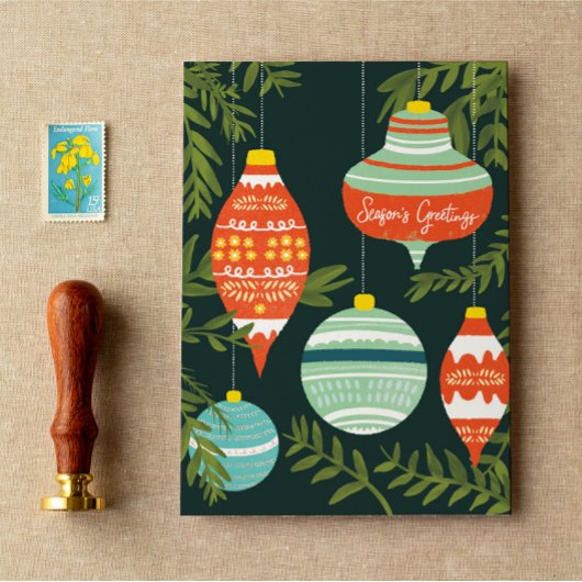 Retro Weihnachtsschmuck Frohe Festtage Card Feiertagskarte