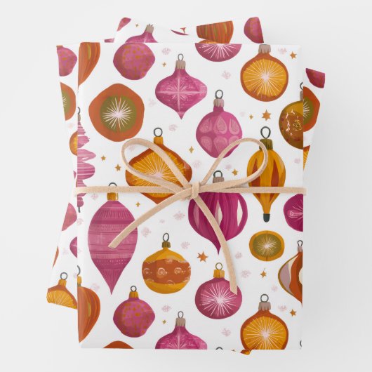 Retro Weihnachtsschmuck Geschenkpapier Set (Beispiel)