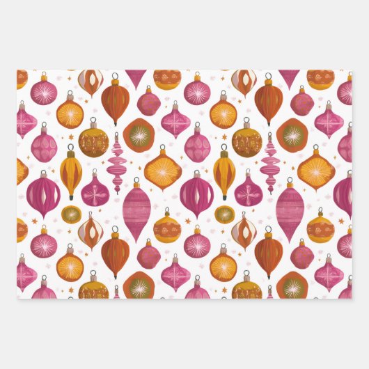 Retro Weihnachtsschmuck Geschenkpapier Set (Vorderseite)