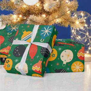 Retro-Weihnachtsschmuck Grün Geschenkpapier