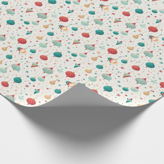 Retro Weihnachtsschmuck Minimales Muster Geschenkpapier (Ecke)