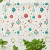 Retro Weihnachtsschmuck Minimales Muster Geschirrtuch (Gefaltet)