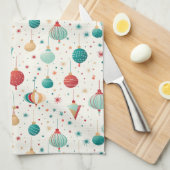 Retro Weihnachtsschmuck Minimales Muster Geschirrtuch (Viertel Falte)