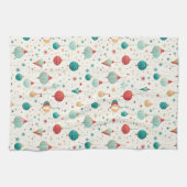 Retro Weihnachtsschmuck Minimales Muster Geschirrtuch (Horizontal)