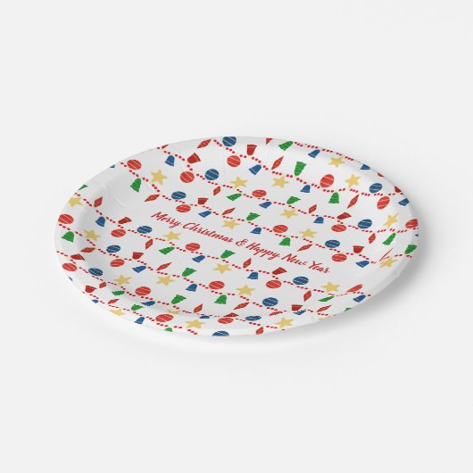 Retro Weihnachtsschmuck mit roter Garage Pappteller (Schrägansicht)